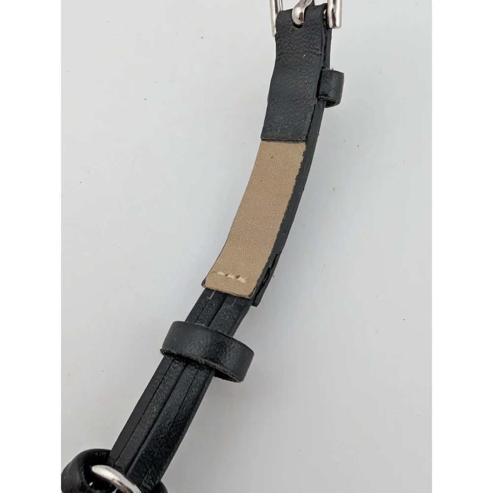 Time‎ and Tru Watch Women 22mm Silver Case Black Faux Leather Band- New Battery